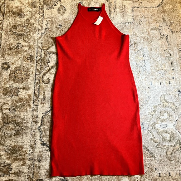 NWT Gabrielle Union NY & Company red halter ribbed dress Size XL - Picture 4 of 6